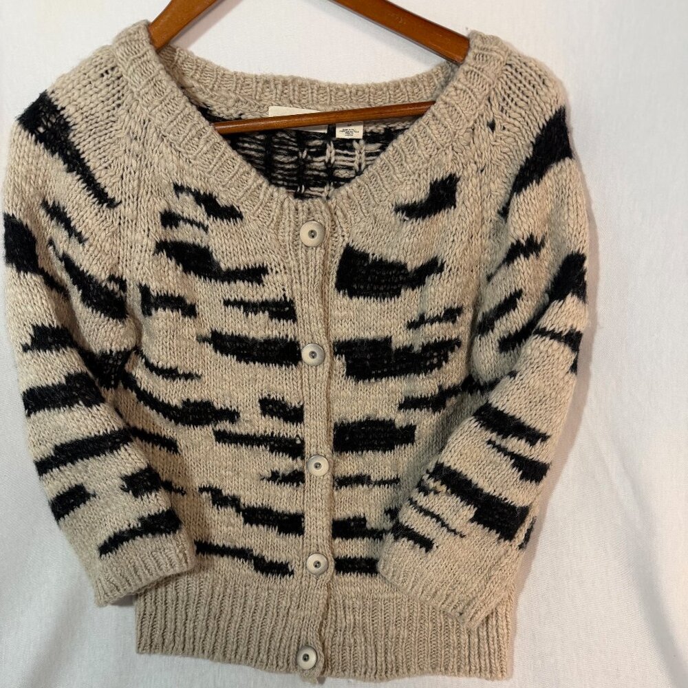 Sleeping On Snow Anthropologie Wool Cardigan Small Chunky Knit - Picture 1 of 10